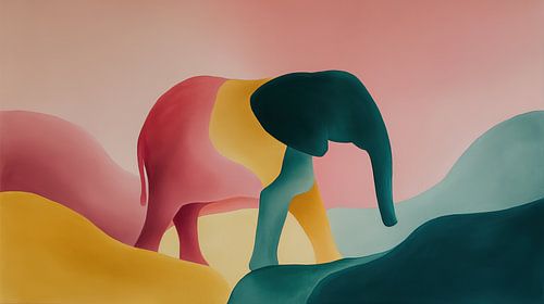 Kleurrijke abstracte olifant panorama
