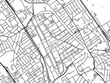 Kaart van Delft Centrum in Zwart Wit van Map Art Studio