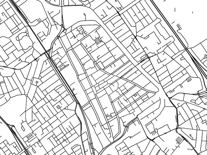 Map of Delft Centrum in Black and Wite by De Kaartenwinkel