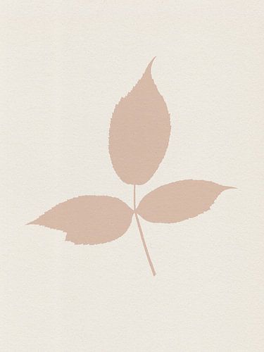 Minimalistisch botanisch. Blad in neutraal roze.