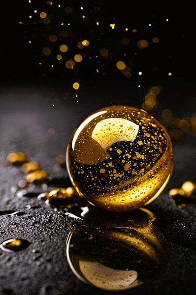 Gouden bol op natte steen van Art & Soul Creations