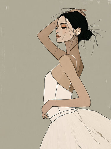 Une ballerine élégante en robe blanche