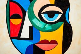 Abstract gezicht in felle kleuren van Poster Art Shop