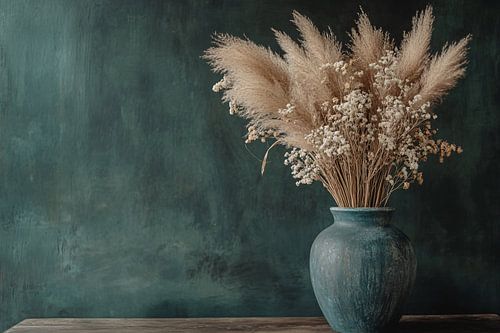 Rustieke vaas met droogbloemen