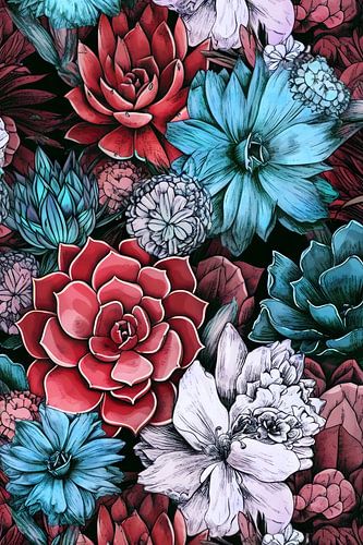 Fleurs motif botanique 20 #succulent