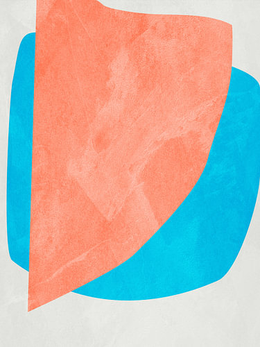 Abstracte, geometrische, minimalistische kunst met organische vormen in aardetinten