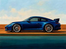 Blauer Porsche 911 GT3 Ölgemälde von Jan Keteleer