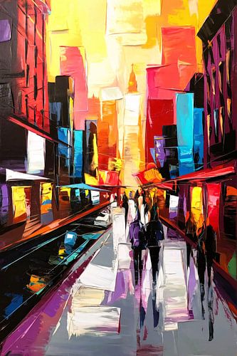 Kleurrijke abstracte stadsweergave