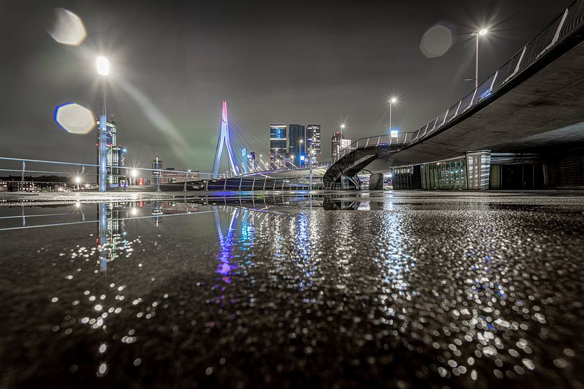 Rotterdam - Pont Erasmus - Lignes - Réflexion par Fotografie Ploeg