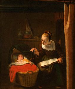 Junge Frau an der Wiege, Nicolaes Maes