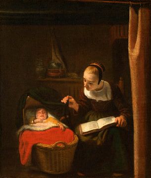 Junge Frau an der Wiege, Nicolaes Maes