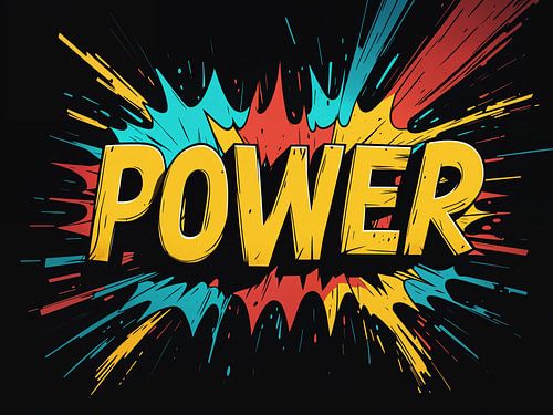 woord macht in cartoonstijl