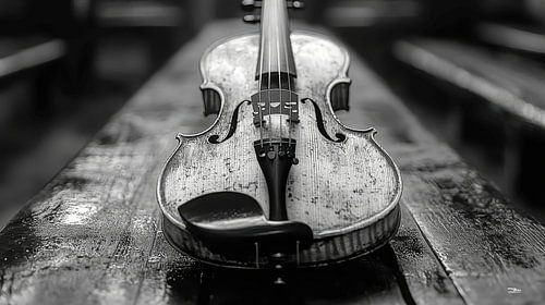 Muziekinstrument in zwart-wit