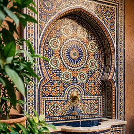 Sierlijke mozaïek fontein met patronen van But First Framing