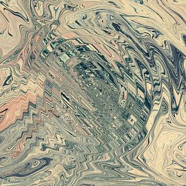 Reflecties. 70s abstract patroon in retrostijl in pastelkleuren I van Dina Dankers