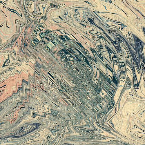 Reflecties. 70s abstract patroon in retrostijl in pastelkleuren I van Dina Dankers