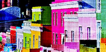 maisons colorées à Bo Kaap au Cap mixed media sur Werner Lehmann