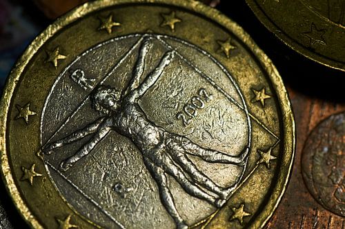 Euro munt gebruikt, geleeft