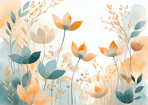 Bloemenillustratie in aquarel van hisam colours