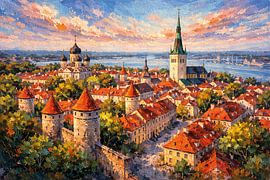 Tallinn in Estonia, an impressionist painting. by Gallery Hoppenbrouwers