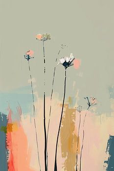 Imprimé botanique de style japonais, couleurs pastel