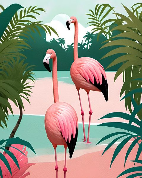 Le paradis tropical des flamants roses par Kintsugi99 
