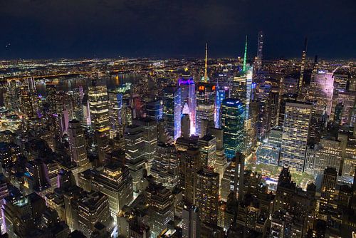 De gloed en faam van Times Square bij nacht