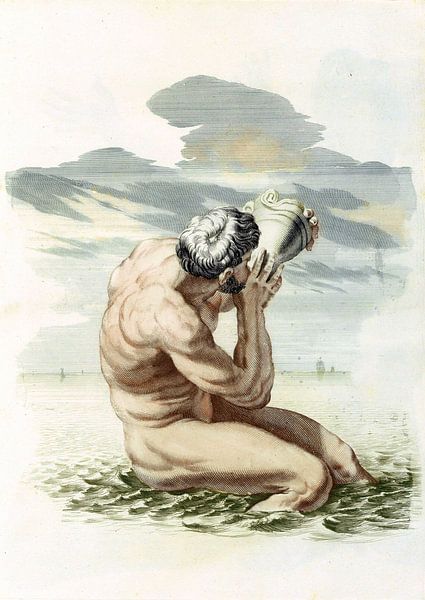 Triton soufflant sur sa carapace, Johannes Jacobsz van den Aveele, supervision Johan Teyler, 1688-16 par Atelier Liesjes