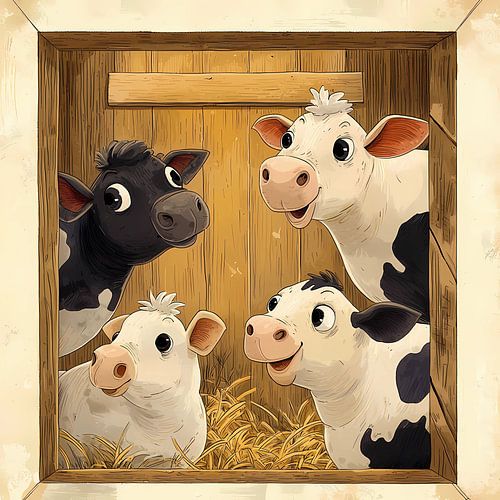 Humoristische illustratie van huisdieren. Kalveren