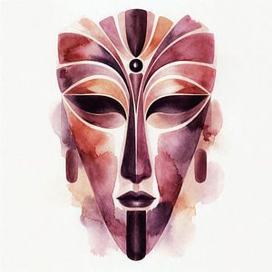 Masque mystique issu d'anciennes civilisations (IA) (Incas, masculin, repaire d'homme, robuste, œuvre d'art, peinture)