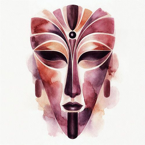 Mystiek masker uit oude beschavingen (AI) (Inca's, mannelijk, mancave, stoer, kunstwerk, schilderij)