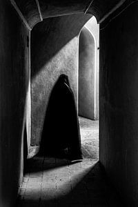 Femme marchant avec son ombre à travers un château | Iran