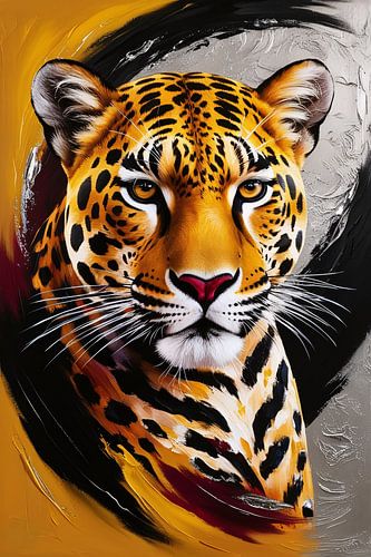 Krachtige kleurrijke jaguar portret