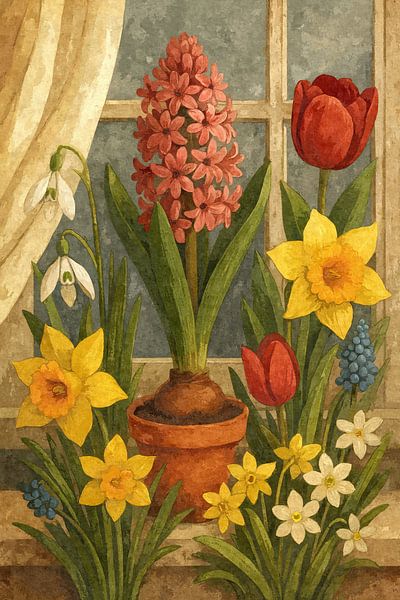 Spring diversity - splendour of flowers at the window by Sabine Wagner