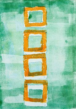 Vier orangefarbene Quadrate zum Ausdrucken - Japandi