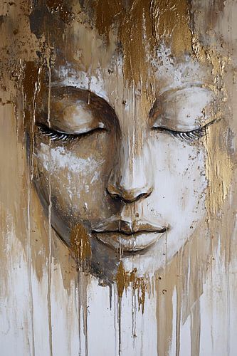 Boeddha portret met gouden details