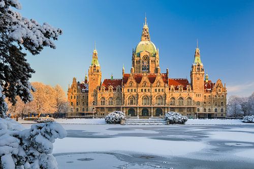 Stadhuis van Hannover in de winter
