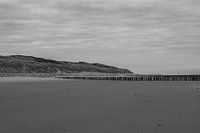 empty beach in black and white