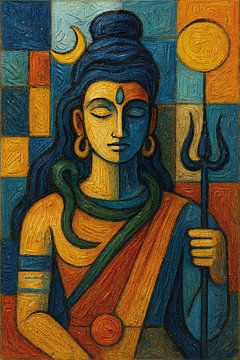 A geometric painting of a goddess Shiva. by Gallery Hoppenbrouwers