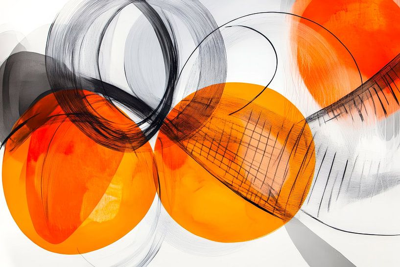 Kreatives Farbspiel mit Schwarz und Orange von Poster Art Shop