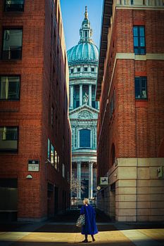 De straat voor de kathedraal st. Pauls in Londen.