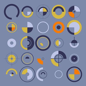 Modern ontwerp met cirkels in blauw en oranje van Mixed media vector arts
