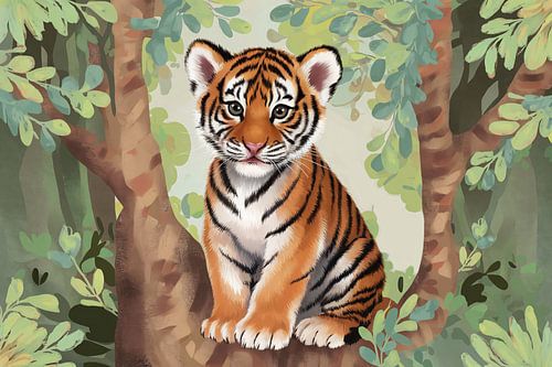 Tijgerwelp in het bos