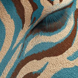 Zebra Close-up in Blue and Beige Stripes by Femea Art ai