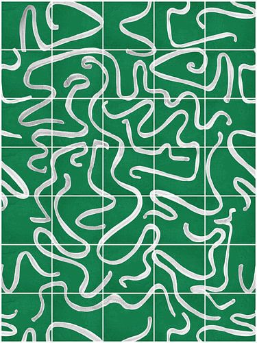 Modern en abstracte lijnen op een tegelpatroon, groen - wit