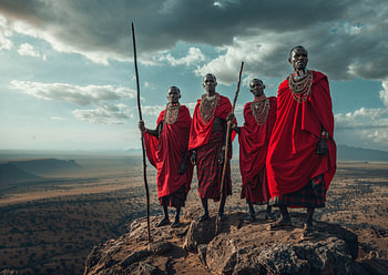 Portrait de Masaï dans un paysage africain