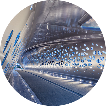 Verlichte Parkbrug bij nacht, Antwerpen van Tony Vingerhoets