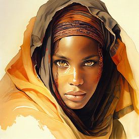 Watercolor Tuareg Woman #11 by Chromatic Fusion Studio