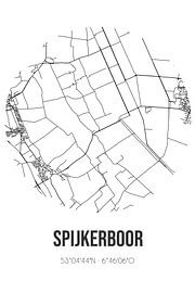 Spijkerboor (Drenthe) | Karte | Schwarz und Weiß von Ortsdrucke