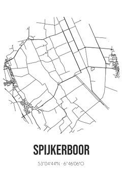 Spijkerboor (Drenthe) | Landkaart | Zwart-wit van Rezona